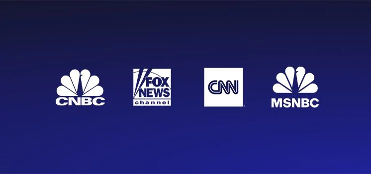 Featured streaming on demand apps and channels for the mynews genre pack are displayed including cnbc, fox news, cnn, msnbc