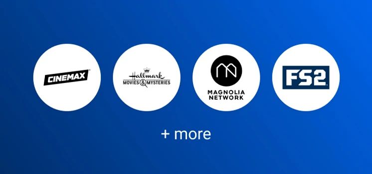 Featured streaming channels for the premier streaming package are displayed including cinemax, hallmark movies & mysteries, magnolia network, and fs2