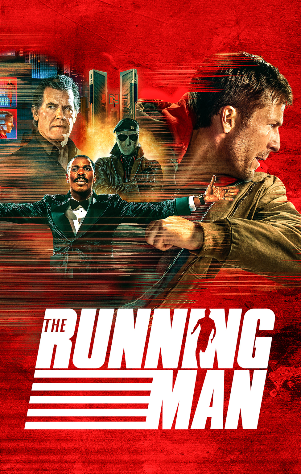 Poster for The Running Man showing a high-stakes action setting.