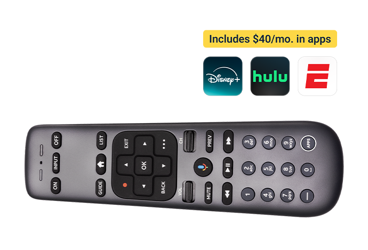 Gemini Air logo with banner reading “Unlock $40/mo. in apps” above Disney+, Hulu, and ESPN icons, alongside a DIRECTV Gemini Air streaming device and remote control.